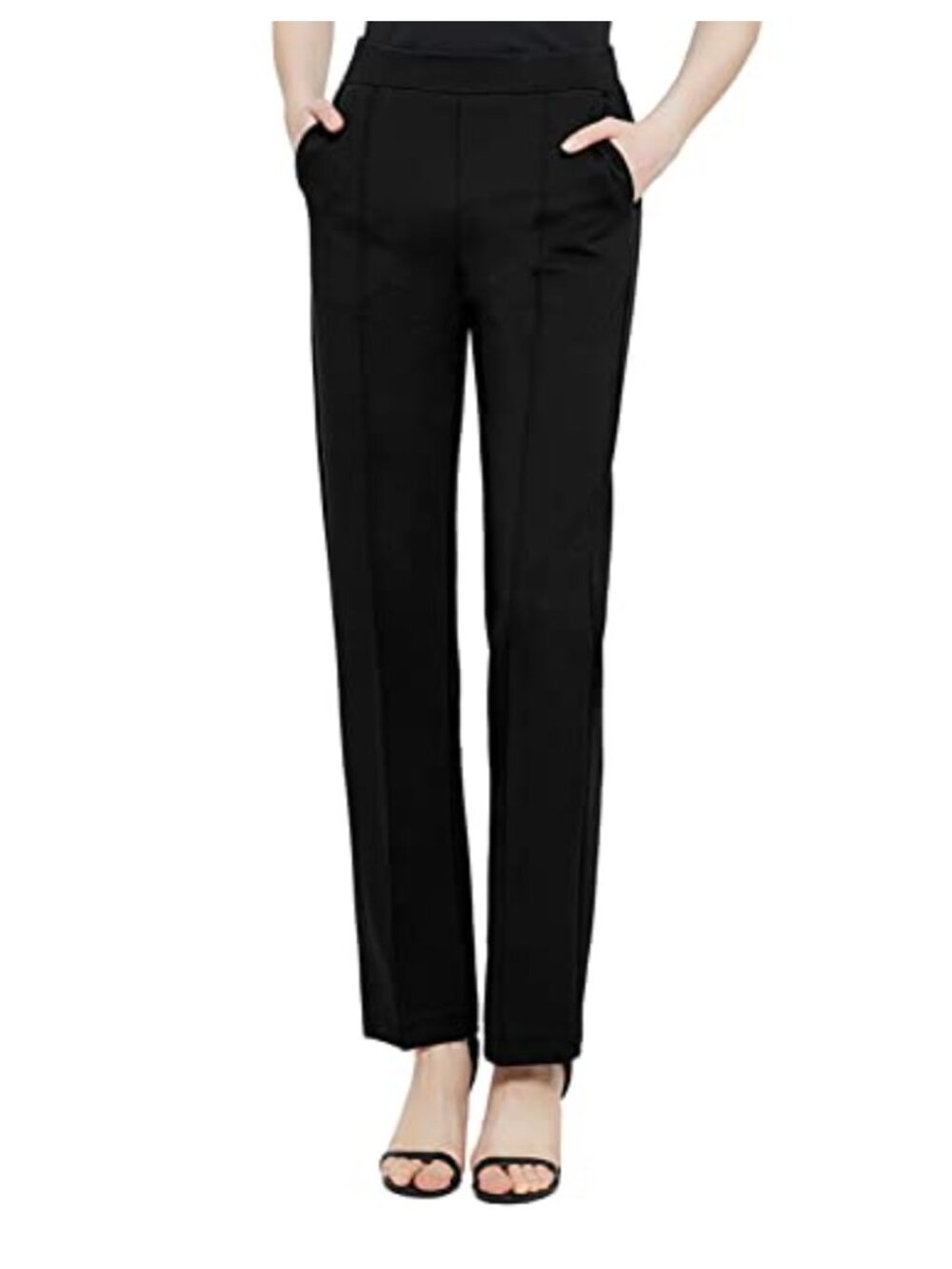 Straight Leg Yoga Dress Pants with Pockets Stretchy Casual Slacks
